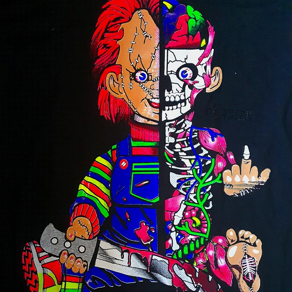 COLORFUL NEON L SHIRT ESQUIZO M GRAPHIC TEE MEXICO CITY IMPORTED LA MERCED